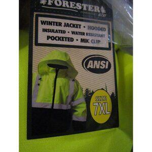 Forester Hi-Vis Yellow Insulated Bomber Jacket Hooded Winter Jacket Pocketed 7XL